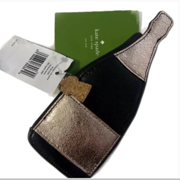 🖤💛Kate Spade Cheers Darling! Champagne Bottle Coin Purse💛🖤 NWT - Picture 2 of 3